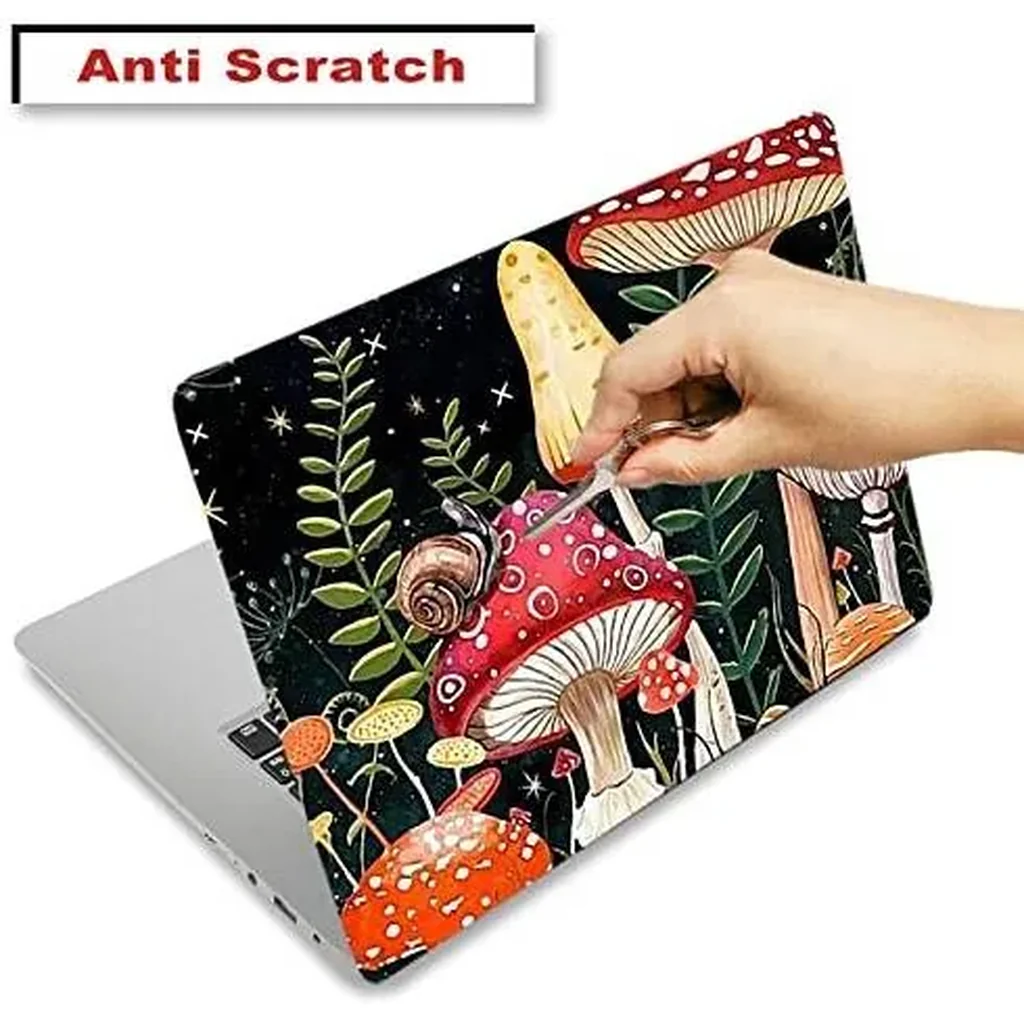 ALAYRA Laptop Skin Sticker Decal, 12" 13" 13.3" 14" 15" 15.4" 15.6 inch Laptop Skin Sticker Cover Art Protector Notebook (2 Wrist Pad Skins Included), Decorative Removable, Positive Mushroom 01 - Image 2