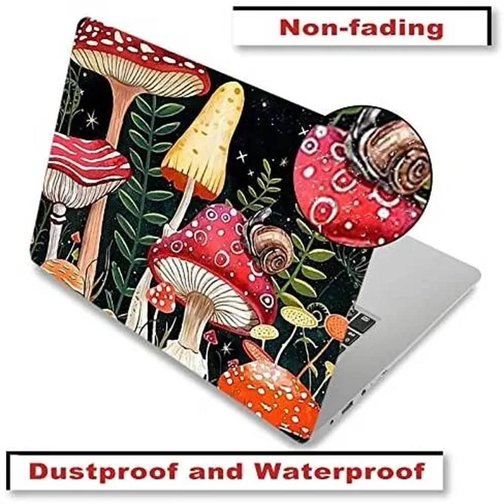 ALAYRA Laptop Skin Sticker Decal, 12" 13" 13.3" 14" 15" 15.4" 15.6 inch Laptop Skin Sticker Cover Art Protector Notebook (2 Wrist Pad Skins Included), Decorative Removable, Positive Mushroom 01 - Image 4