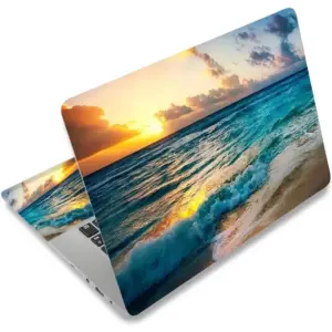 ALAYRA Laptop Skin Sticker Decal, 12" 13" 13.3" 14" 15" 15.4" 15.6 inch Laptop Skin Sticker Cover Art Protector Notebook (2 Wrist Pad Skins Included), Decorative Removable, Sunset Beach 01