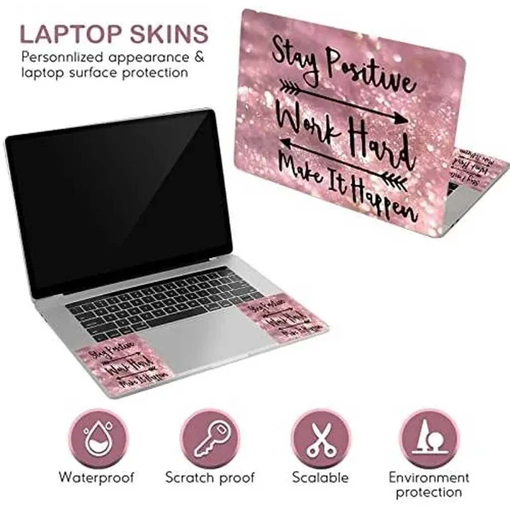 ALAYRA Laptop Skin Sticker Decal, 12" 13" 13.3" 14" 15" 15.4" 15.6 inch Laptop Universal Reusable Vinyl Skin Stickers Cover Art Decal Notebook PC Personalized Protector (Pink Letters) 01 - Image 2