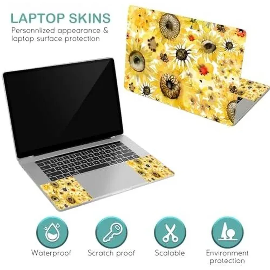ALAYRA Laptop Skin Sticker Decal, 12" 13" 13.3" 14" 15" 15.4" 15.6 inch Laptop Universal Reusable Vinyl Skin Stickers Cover Art Decal Notebook PC Personalized Protector-Flora 01 - Image 2