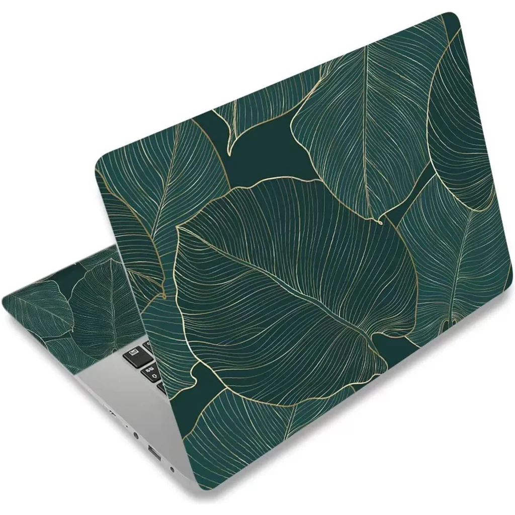 ALAYRA Laptop Skin Sticker Decal, 12" 13" 13.3" 14" 15" 15.4" 15.6 inch Laptop Universal Reusable Vinyl Skin Stickers Cover Art Decal Notebook PC Personalized Protector-Green Leaf 01