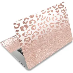 ALAYRA Laptop Skin Sticker Decal, 12" 13" 13.3" 14" 15" 15.4" 15.6 inch Laptop Universal Reusable Vinyl Skin Stickers Cover Art Decal Notebook PC Personalized Protector-Rose Pink Leopard Print 01