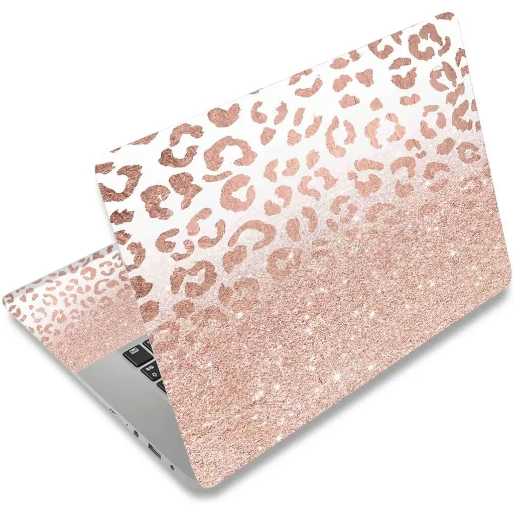 ALAYRA Laptop Skin Sticker Decal, 12" 13" 13.3" 14" 15" 15.4" 15.6 inch Laptop Universal Reusable Vinyl Skin Stickers Cover Art Decal Notebook PC Personalized Protector-Rose Pink Leopard Print 01