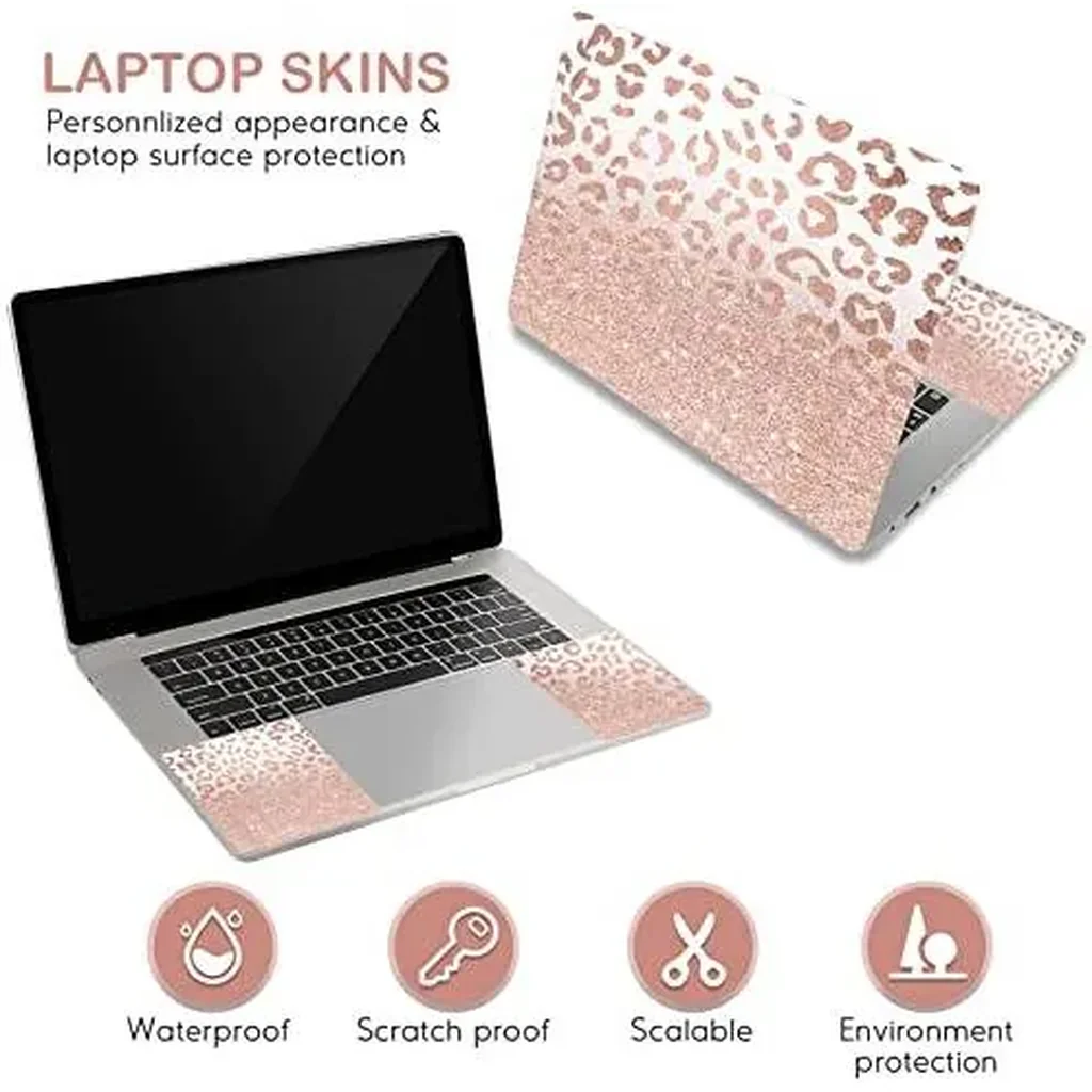 ALAYRA Laptop Skin Sticker Decal, 12" 13" 13.3" 14" 15" 15.4" 15.6 inch Laptop Universal Reusable Vinyl Skin Stickers Cover Art Decal Notebook PC Personalized Protector-Rose Pink Leopard Print 01 - Image 2