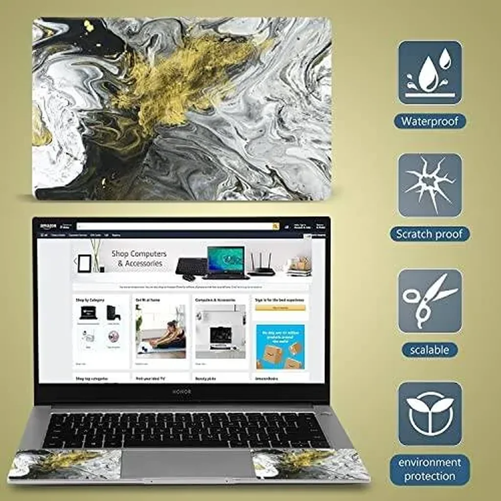 ALAYRA Laptop Skin Sticker Decal, 12" 13" 13.3" 14" 15" 15.4" 15.6 inch Laptop Vinyl Skin Sticker Cover Art Decal Protector Notebook PC Grey Marble 01 - Image 6