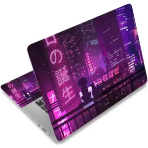 ALAYRA Laptop Skin Sticker Decal, 12" 13" 13.3" 14" 15" 15.4" 15.6 inch Laptop Vinyl Skin Sticker Cover Art Protector Notebook PC (2 Wrist Pad Skin Included), Waterproof Removable, Neon Purple Sign Ci