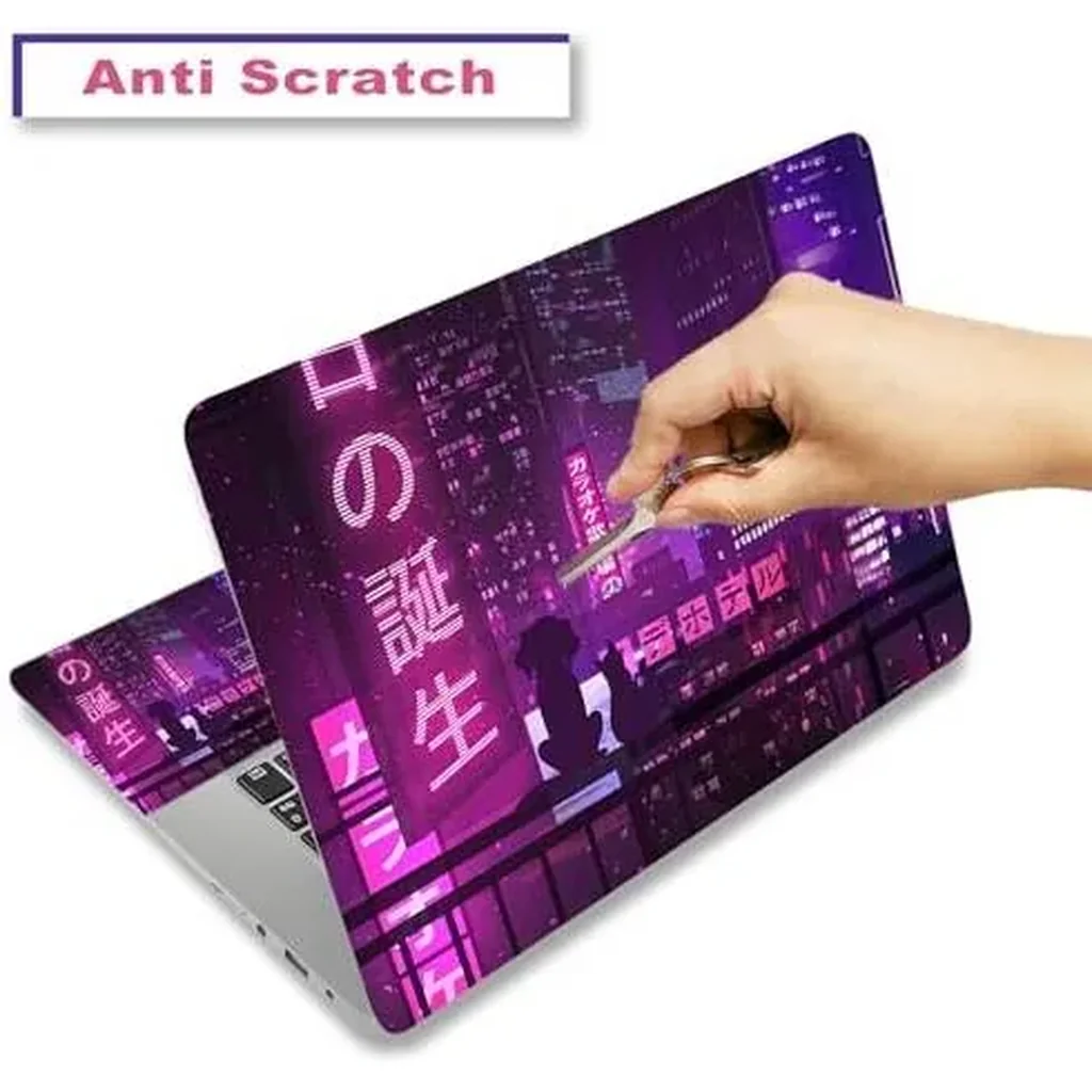 ALAYRA Laptop Skin Sticker Decal, 12" 13" 13.3" 14" 15" 15.4" 15.6 inch Laptop Vinyl Skin Sticker Cover Art Protector Notebook PC (2 Wrist Pad Skin Included), Waterproof Removable, Neon Purple Sign Ci - Image 2