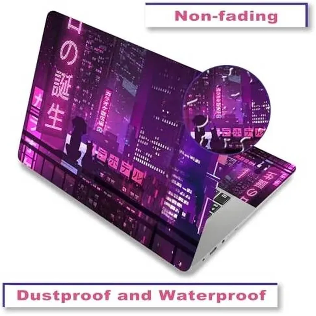 ALAYRA Laptop Skin Sticker Decal, 12" 13" 13.3" 14" 15" 15.4" 15.6 inch Laptop Vinyl Skin Sticker Cover Art Protector Notebook PC (2 Wrist Pad Skin Included), Waterproof Removable, Neon Purple Sign Ci - Image 3