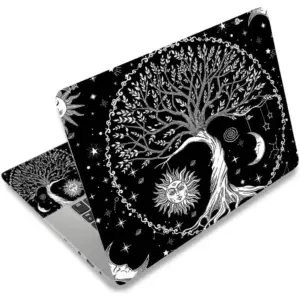 ALAYRA Laptop Skin Sticker Decal, 12" 13" 13.3" 14" 15" 15.4" 15.6 inch Laptop Vinyl Skin Sticker Cover Art Protector Notebook PC (2 Wrist Pad Skins Included), Decorative Waterproof Removable, Moon &