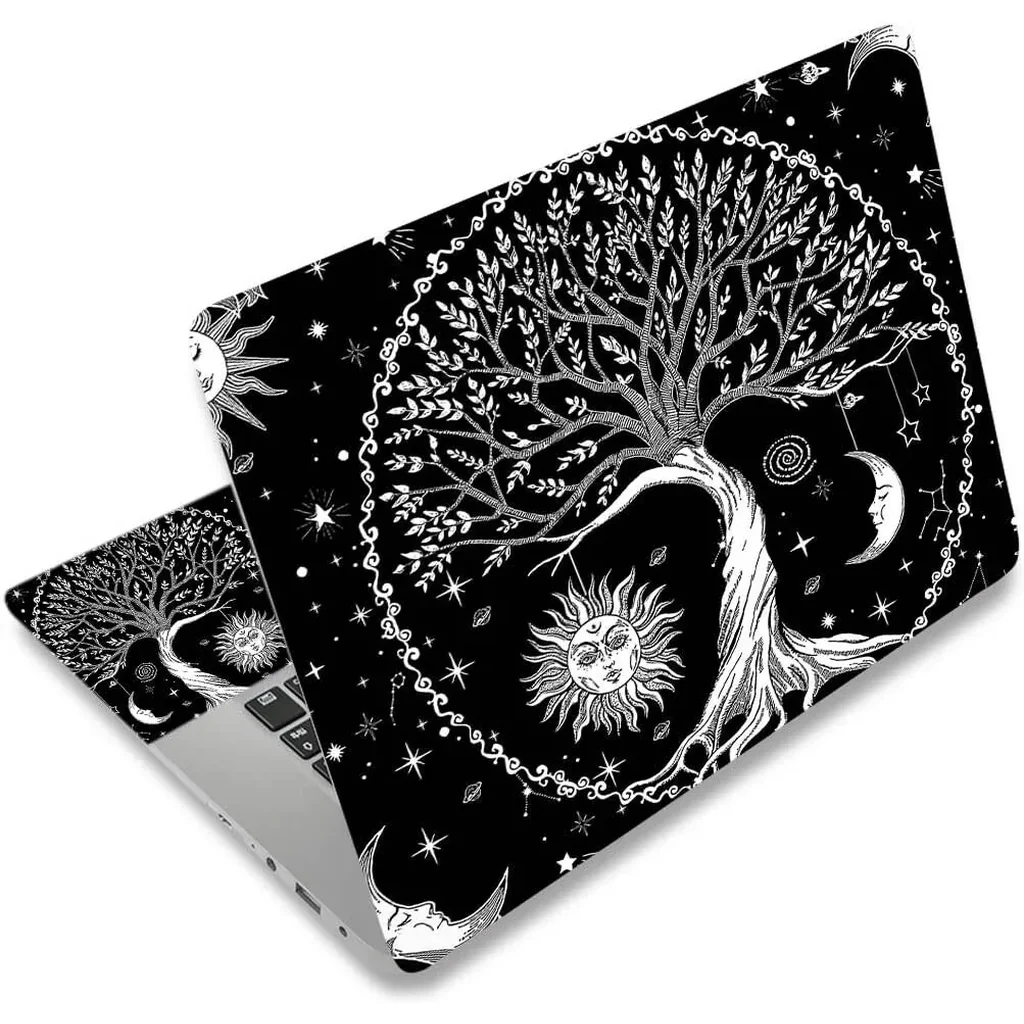 ALAYRA Laptop Skin Sticker Decal, 12" 13" 13.3" 14" 15" 15.4" 15.6 inch Laptop Vinyl Skin Sticker Cover Art Protector Notebook PC (2 Wrist Pad Skins Included), Decorative Waterproof Removable, Moon &