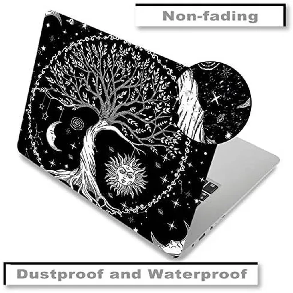 ALAYRA Laptop Skin Sticker Decal, 12" 13" 13.3" 14" 15" 15.4" 15.6 inch Laptop Vinyl Skin Sticker Cover Art Protector Notebook PC (2 Wrist Pad Skins Included), Decorative Waterproof Removable, Moon & - Image 5