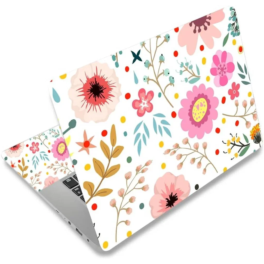 ALAYRA Laptop Skin Sticker Decal, 12" 13" 13.3" 14" 15" 15.4" 15.6 inch Laptop Vinyl Skin Sticker Cover Art Protector Notebook PC (2 Wrist Pad Skins Included), Decorative Waterproof, Flower Plants 01