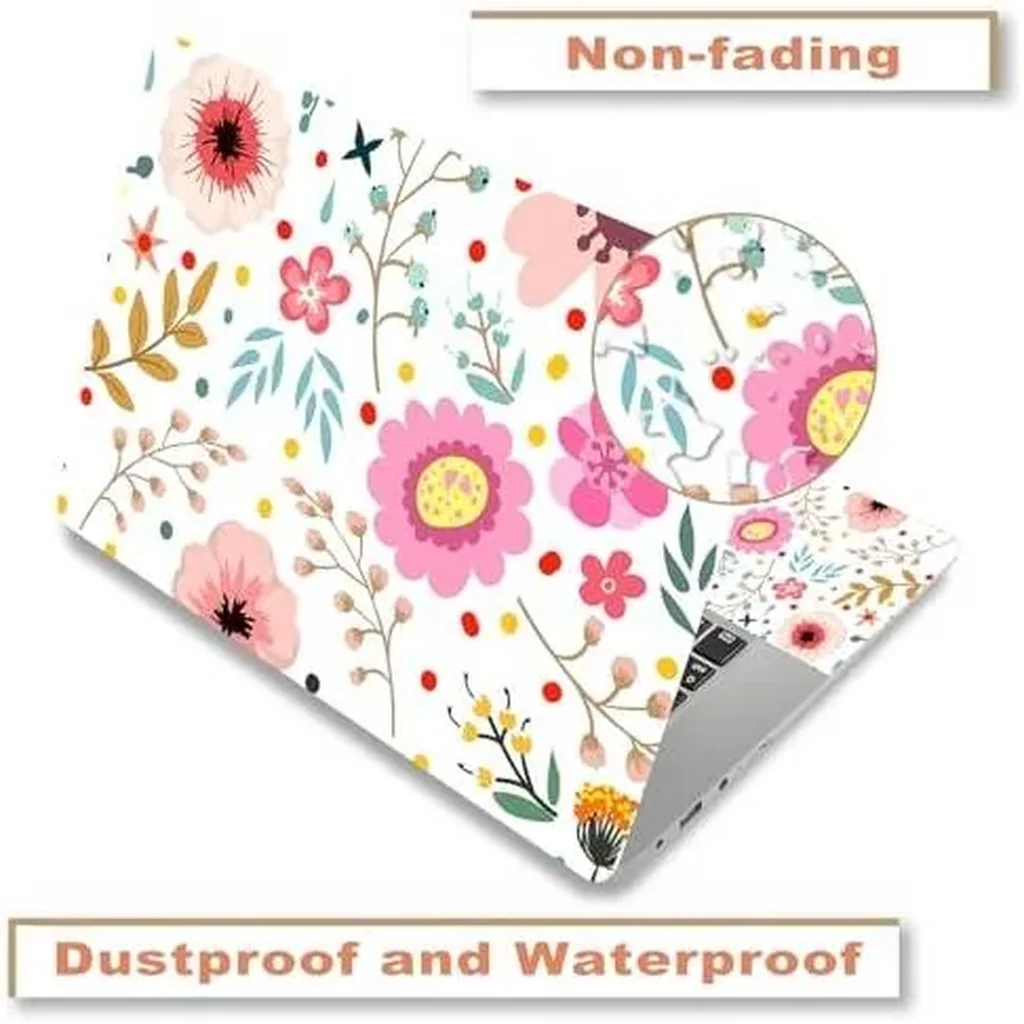 ALAYRA Laptop Skin Sticker Decal, 12" 13" 13.3" 14" 15" 15.4" 15.6 inch Laptop Vinyl Skin Sticker Cover Art Protector Notebook PC (2 Wrist Pad Skins Included), Decorative Waterproof, Flower Plants 01 - Image 3
