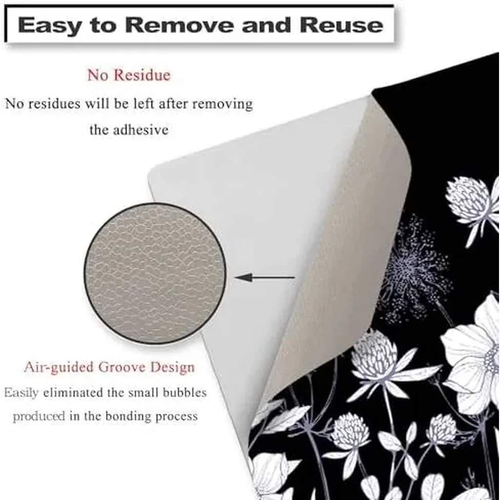 ALAYRA Laptop Skin Sticker Decal, 12" 13" 13.3" 14" 15" 15.4" 15.6 inch Laptop Vinyl Skin Sticker Cover Art Protector Notebook PC (2 Wrist Pad Skins Included), Waterproof Removable, Black White Flower - Image 4