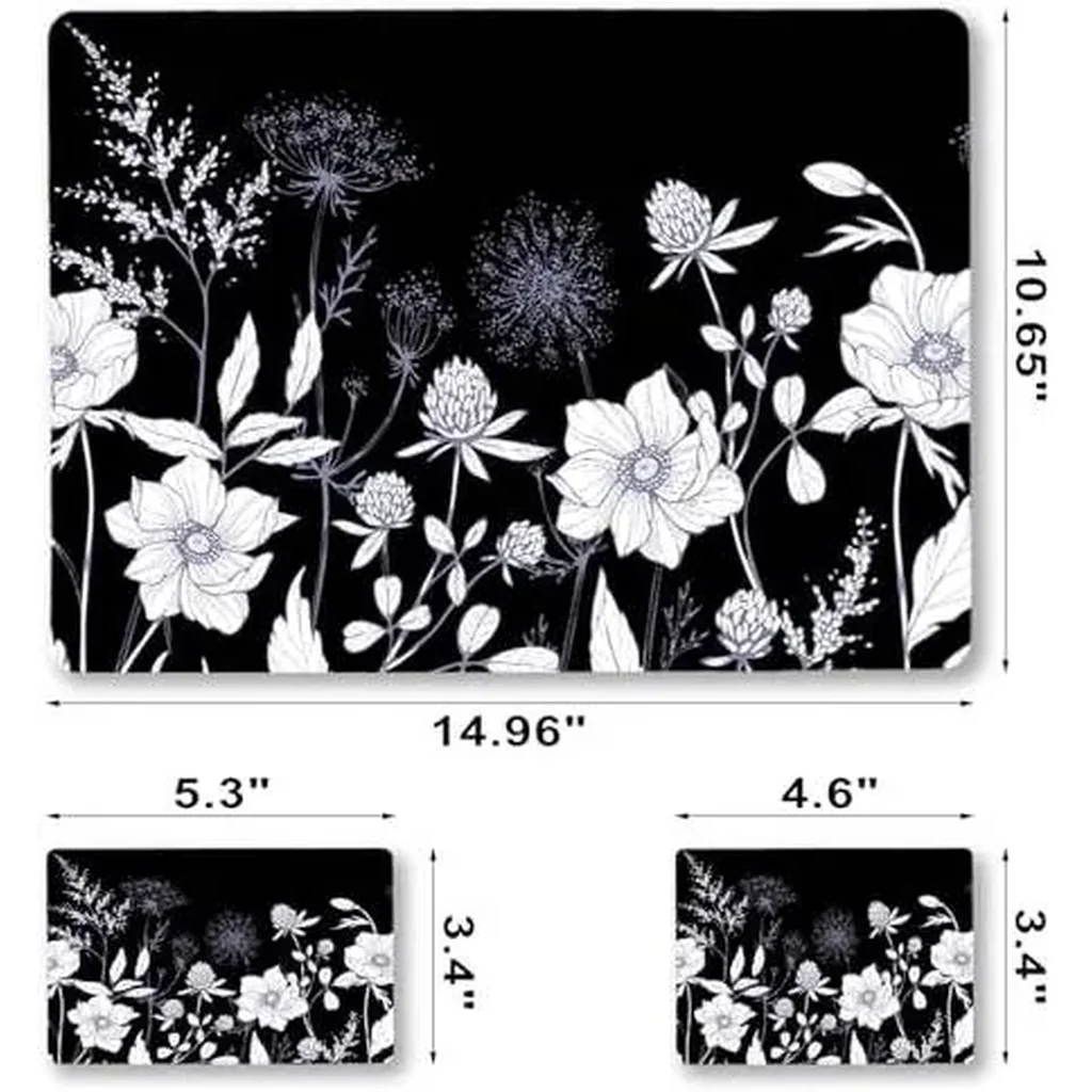 ALAYRA Laptop Skin Sticker Decal, 12" 13" 13.3" 14" 15" 15.4" 15.6 inch Laptop Vinyl Skin Sticker Cover Art Protector Notebook PC (2 Wrist Pad Skins Included), Waterproof Removable, Black White Flower - Image 6