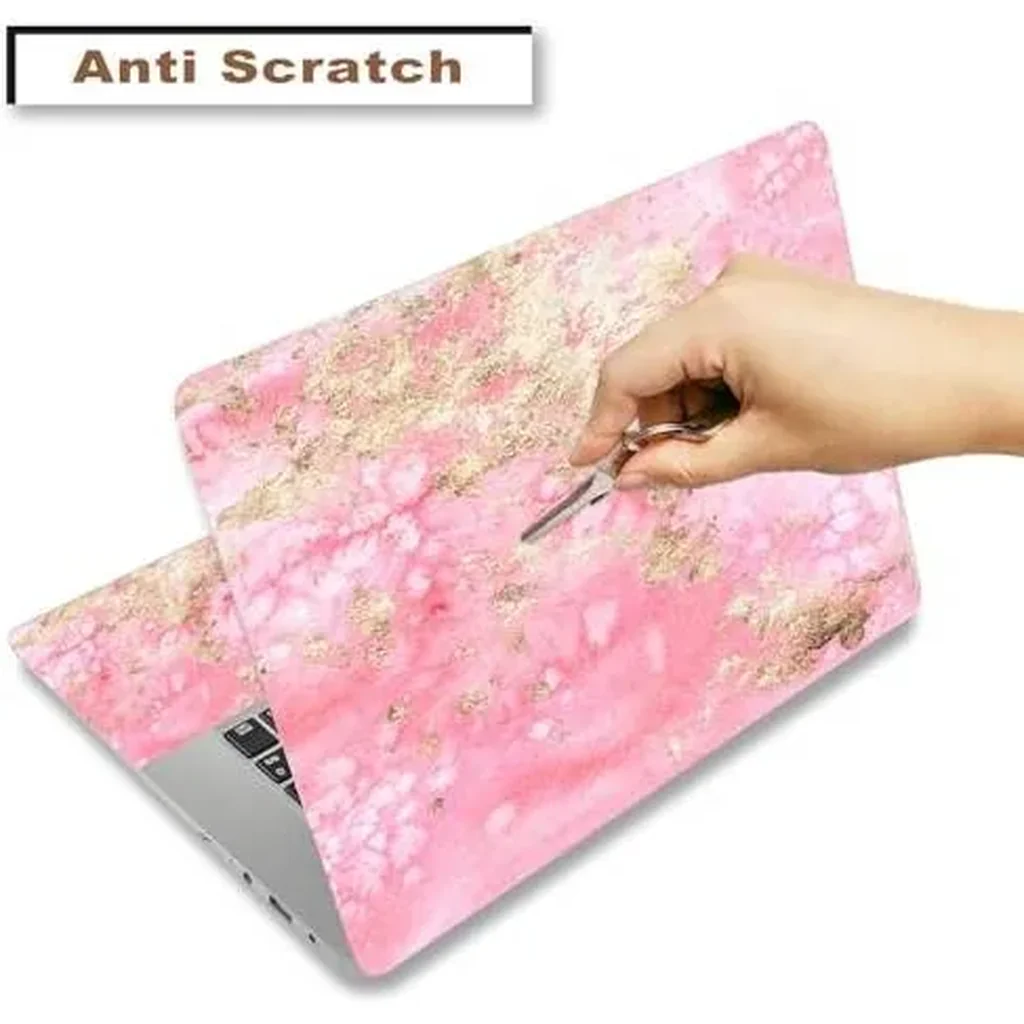 ALAYRA Laptop Skin Sticker Decal, 12" 13" 13.3" 14" 15" 15.4" 15.6 inch Laptop Vinyl Skin Sticker Cover Art Protector Notebook PC (2 Wrist Pad Skins Included), Waterproof Removable, Pink Golden Marble - Image 2