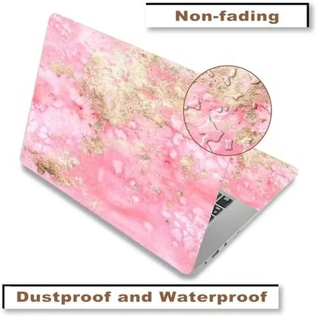 ALAYRA Laptop Skin Sticker Decal, 12" 13" 13.3" 14" 15" 15.4" 15.6 inch Laptop Vinyl Skin Sticker Cover Art Protector Notebook PC (2 Wrist Pad Skins Included), Waterproof Removable, Pink Golden Marble - Image 3