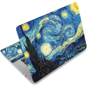 ALAYRA Laptop Skin Sticker Decal, 12" 13" 13.3" 14" 15" 15.4" 15.6 inch Laptop Vinyl Skin Sticker Cover Art Protector Notebook PC (2 Wrist Pad Skins Included), Waterproof Removable, Van Gogh Starry Ni