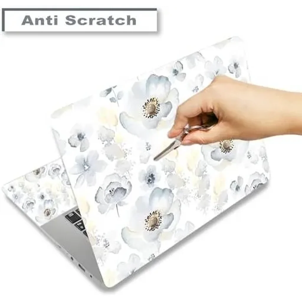 ALAYRA Laptop Skin Sticker Decal, 12" 13" 13.3" 14" 15" 15.4" 15.6 inch Laptop Vinyl Skin Sticker Cover Art Protector Notebook PC (2 Wrist Pad Skins Included), Waterproof Removable, White Watercolour - Image 2