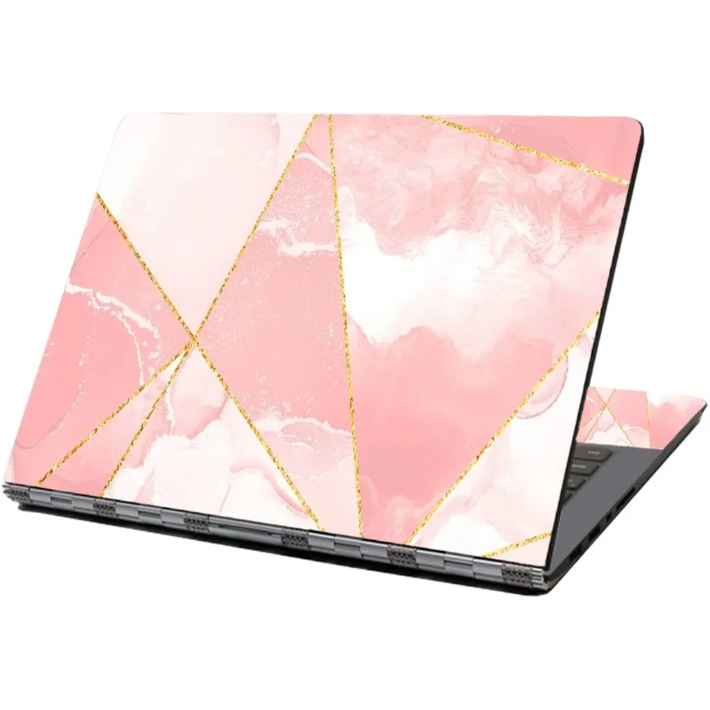 ALAYRA Laptop Skin Sticker Decal, 12" 13" 13.3" 14" 15" 15.4" 15.6 inch Laptop Vinyl Skin Sticker Cover Art Protector Notebook PC (Free 2 Wrist Pad Included), Decorative Waterproof Removable(Pink Marb