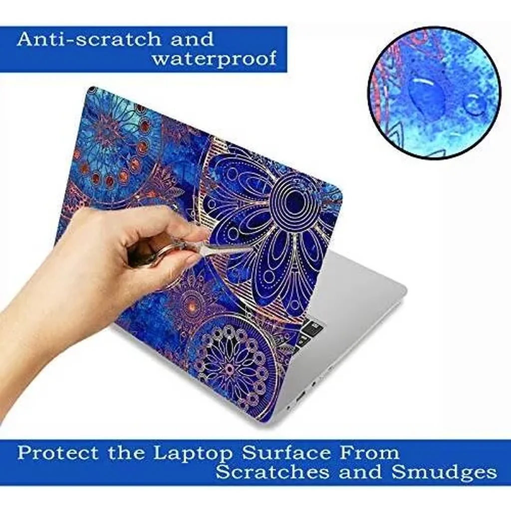 ALAYRA Laptop Skin Sticker Decal, 12" 13" 13.3" 14" 15" 15.4" 15.6 inch Laptop Vinyl Skin Sticker Cover Art Protector Notebook PC (Free 2 Wrist Pad Included), Decorative Waterproof Removable, Blue Man - Image 2