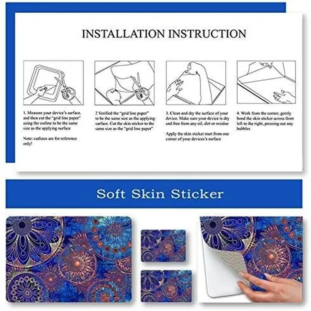 ALAYRA Laptop Skin Sticker Decal, 12" 13" 13.3" 14" 15" 15.4" 15.6 inch Laptop Vinyl Skin Sticker Cover Art Protector Notebook PC (Free 2 Wrist Pad Included), Decorative Waterproof Removable, Blue Man - Image 4