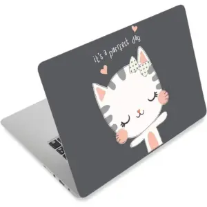 ALAYRA Laptop Skin Sticker Decal, 12" 13" 13.3" 14" 15" 15.4" 15.6 inch Laptop Vinyl Skin Sticker Cover Art Protector Notebook PC (Free 2 Wrist Pad Included), Decorative Waterproof Removable, Cute Cat