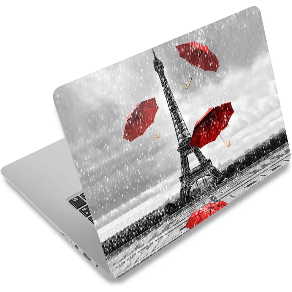 ALAYRA Laptop Skin Sticker Decal, 12" 13" 13.3" 14" 15" 15.4" 15.6 inch Laptop Vinyl Skin Sticker Cover Art Protector Notebook PC (Free 2 Wrist Pad Included), Decorative Waterproof Removable, Eiffel T - Image 2