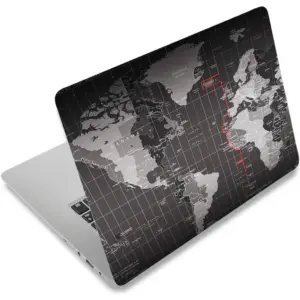 ALAYRA Laptop Skin Sticker Decal, 12" 13" 13.3" 14" 15" 15.4" 15.6 inch Laptop Vinyl Skin Sticker Cover Art Protector Notebook PC, Decorative Waterproof Removable, Cool World Map 01