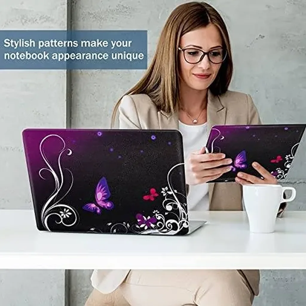 ALAYRA Laptop Skin Sticker Decal, 12" 13" 13.3" 14" 15" 15.4" 15.6 inch Notebook Vinyl Skin Sticker Cover Art Decal Protector Notebook PC Purple Butterfly& flower 01 - Image 5