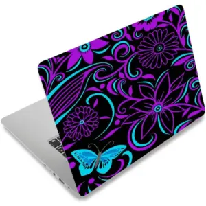 ALAYRA Laptop Skin Sticker Decal, 12" 13" 13.3" 14" 15" 15.4" 15.6 inch Personalized Laptop Vinyl Skin Sticker Cover Art Decal Universal Protector Notebook PC Cover Case (Purple Flower) 02