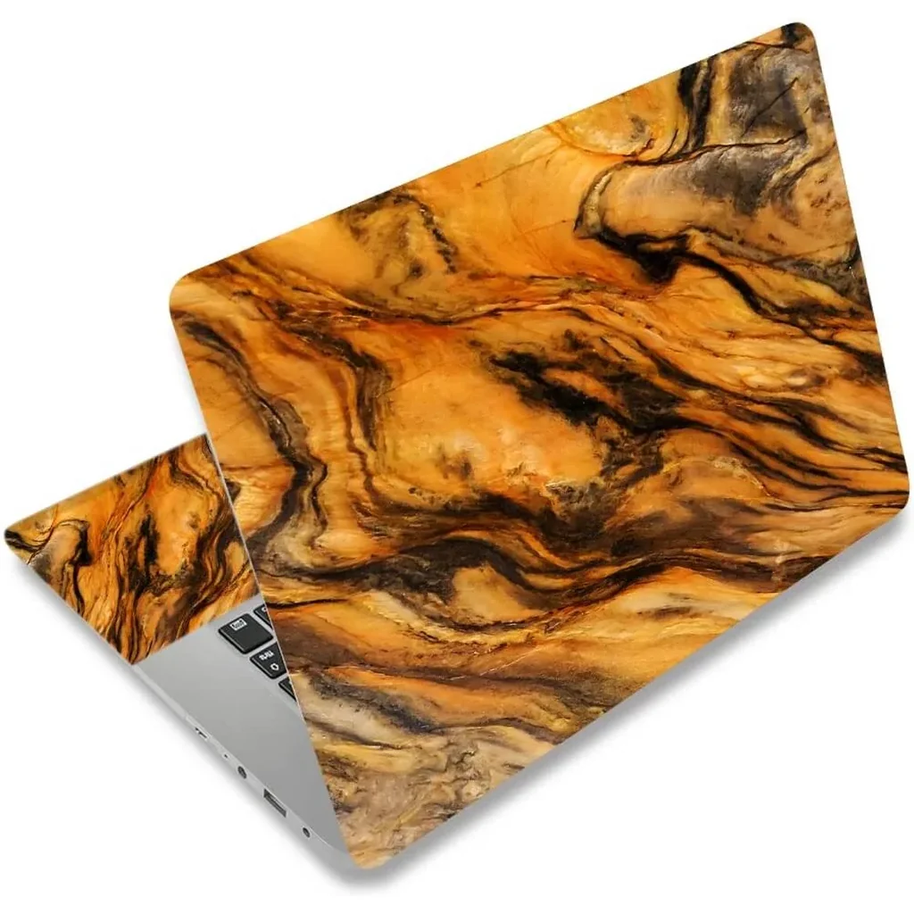 ALAYRA Laptop Skin Sticker Decal, 12" 13" 13.3" 14" 15" 15.4" 15.6 inch Personalized Laptop Vinyl Skin Sticker Cover Art Decal Universal Protector Notebook PC Cover Case (Yellow Marble) 01