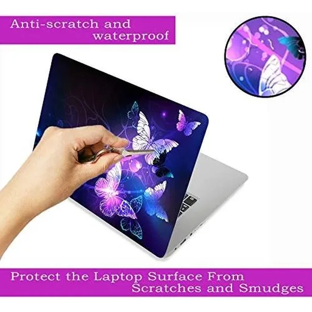 ALAYRA Laptop Skin Sticker Decal, 12" 13" 13.3" 14" 15" 15.4" 15.6 inch Vinyl Cover Art Protector Notebook PC (Free 2 Wrist Pad Included), Decorative Waterproof Removable, Butterflies 01 - Image 2