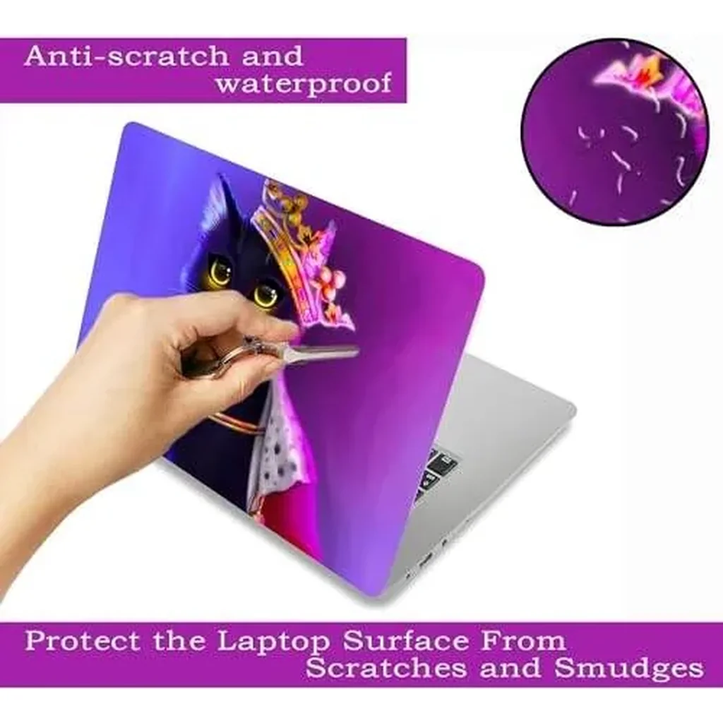 ALAYRA Laptop Skin Sticker Decal, 12" 13" 13.3" 14" 15" 15.4" 15.6 inch Vinyl Cover Art Protector Notebook PC (Free 2 Wrist Pad Included), Decorative Waterproof Removable, Cat Princess 01 - Image 2