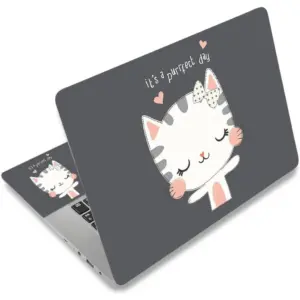 ALAYRA Laptop Skin Sticker Decal, 12" 13" 13.3" 14" 15" 15.4" 15.6 inch Vinyl Cover Art Protector Notebook PC (Free 2 Wrist Pad Included), Decorative Waterproof Removable, Cute Cat 01