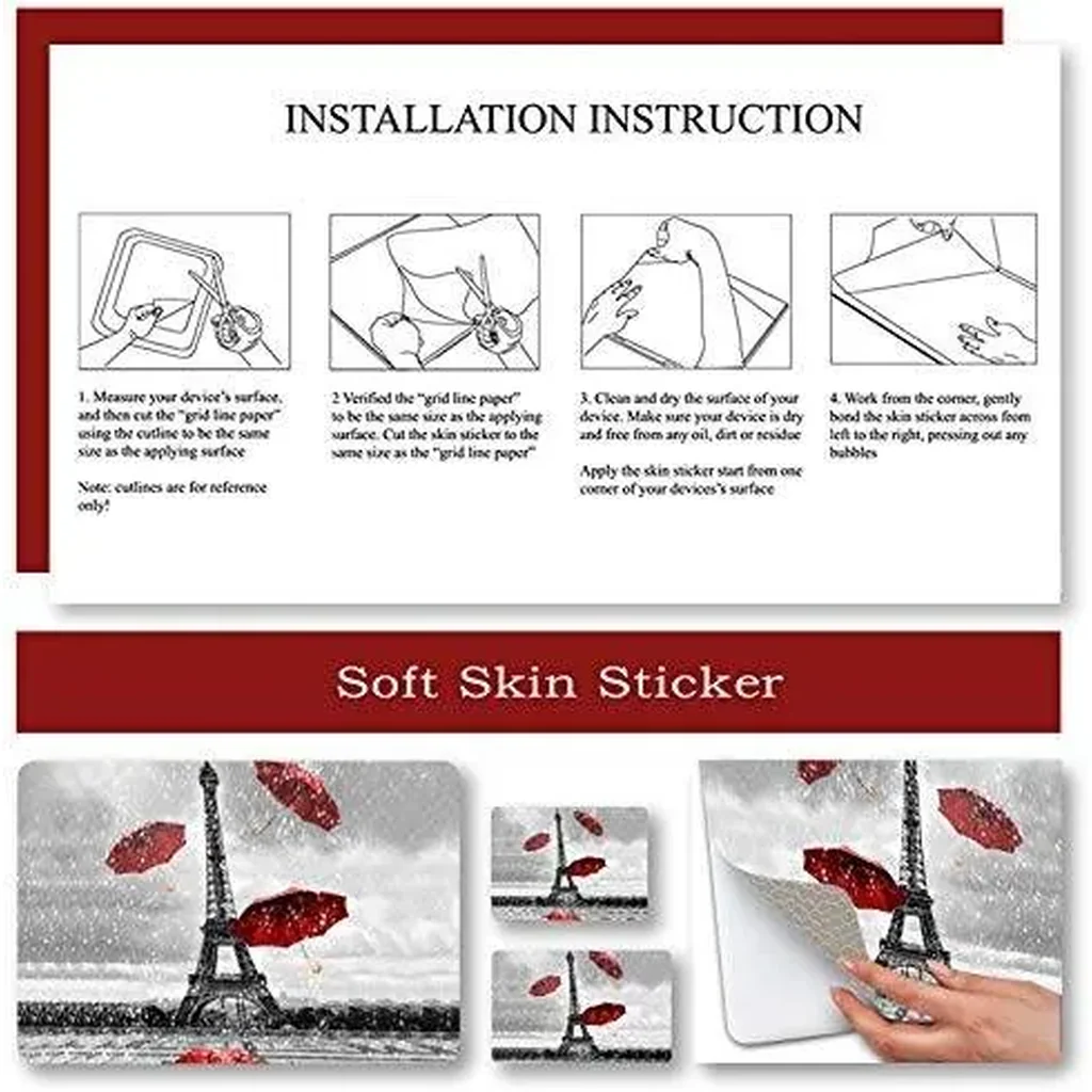 ALAYRA Laptop Skin Sticker Decal, 12" 13" 13.3" 14" 15" 15.4" 15.6 inch Vinyl Cover Art Protector Notebook PC (Free 2 Wrist Pad Included), Decorative Waterproof Removable, Eiffel Tower 01 - Image 4