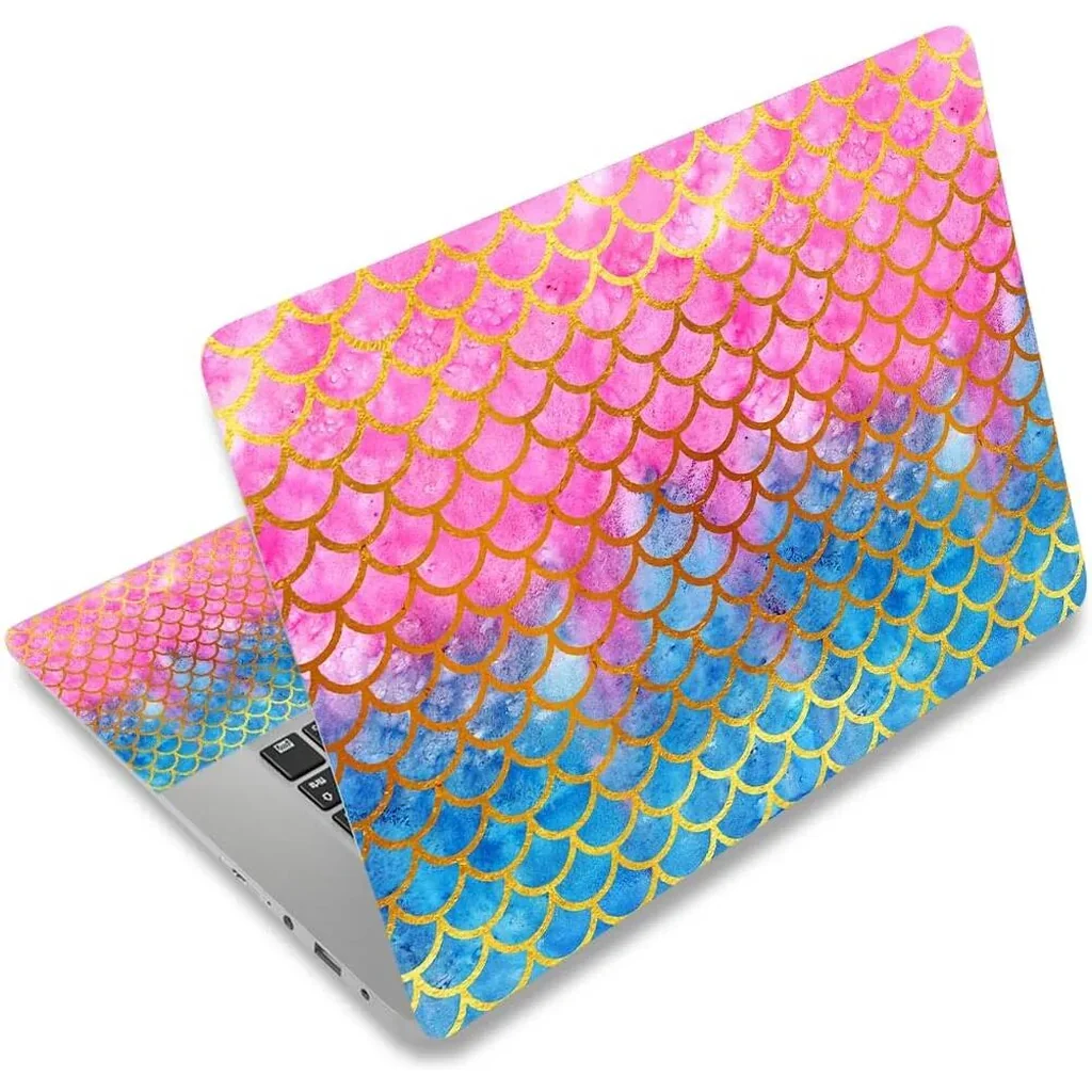 ALAYRA Laptop Skin Sticker Decal, 12" 13" 13.3" 14" 15" 15.4" 15.6 inch Vinyl Cover Art Protector Notebook PC (Free 2 Wrist Pad Included), Decorative Waterproof Removable, Mermaid Scales 01
