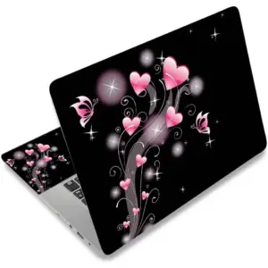 ALAYRA Laptop Skin Sticker Decal, 12" 13" 13.3" 14" 15" 15.4" 15.6 inch Vinyl Cover Art Protector Notebook PC (Free 2 Wrist Pad Included), Decorative Waterproof Removable, Pink Hearts 01