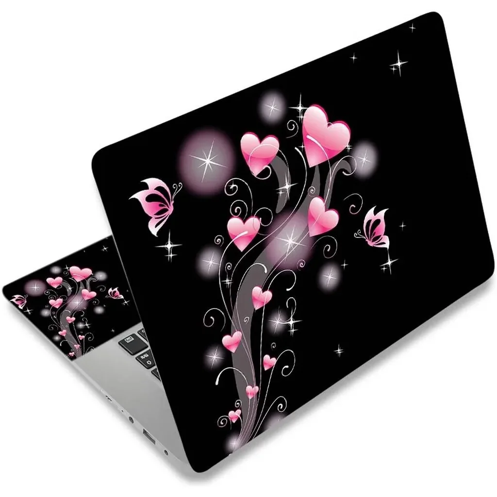 ALAYRA Laptop Skin Sticker Decal, 12" 13" 13.3" 14" 15" 15.4" 15.6 inch Vinyl Cover Art Protector Notebook PC (Free 2 Wrist Pad Included), Decorative Waterproof Removable, Pink Hearts 01