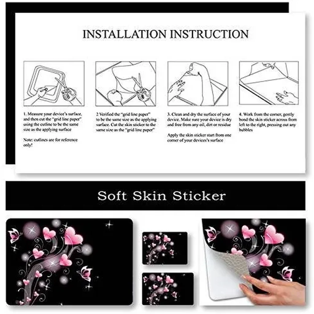 ALAYRA Laptop Skin Sticker Decal, 12" 13" 13.3" 14" 15" 15.4" 15.6 inch Vinyl Cover Art Protector Notebook PC (Free 2 Wrist Pad Included), Decorative Waterproof Removable, Pink Hearts 01 - Image 3
