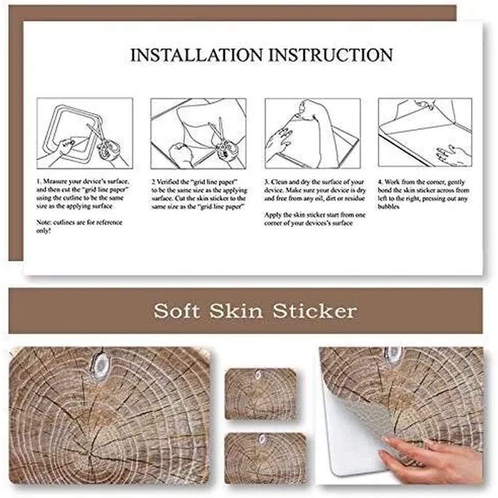 ALAYRA Laptop Skin Sticker Decal, 12" 13" 13.3" 14" 15" 15.4" 15.6 inch Vinyl Cover Art Protector Notebook PC (Free 2 Wrist Pad Included), Decorative Waterproof Removable, Wood 01 - Image 4