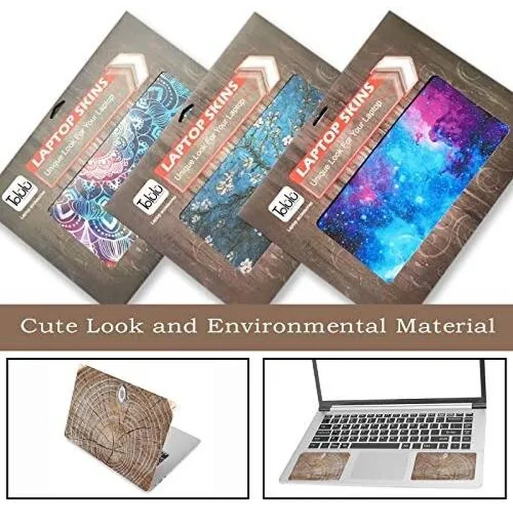 ALAYRA Laptop Skin Sticker Decal, 12" 13" 13.3" 14" 15" 15.4" 15.6 inch Vinyl Cover Art Protector Notebook PC (Free 2 Wrist Pad Included), Decorative Waterproof Removable, Wood 01 - Image 5