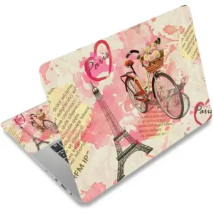 ALAYRA Laptop Skin Sticker Decal, 12" 13" 13.3" 14" 15" 15.4" 15.6" Laptop Skin Sticker Protector Cover for Toshiba Hp Samsung Dell Apple Acer Leonovo Sony Asus Laptop Notebook (Paris & Bicycle) 01