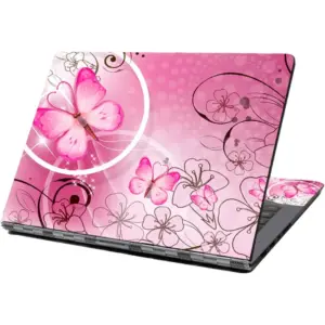ALAYRA Laptop Skin Sticker Decal, 12" 13" 13.3" 14" 15" 15.4" 15.6" Laptop Skin Sticker Protector Cover for Toshiba Hp Samsung Dell Apple Acer Leonovo Sony Asus Laptop Notebook (Pink Butterflies & Flo