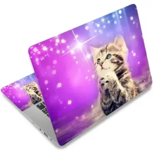 ALAYRA Laptop Skin Sticker Decal, 12" 13" 13.3" 14" 15" 15.4" 15.6" Laptop Skin Sticker Protector Cover for Toshiba Hp Samsung Dell Apple Acer Leonovo Sony Asus Laptop Notebook (Purple Wish Cat) 01