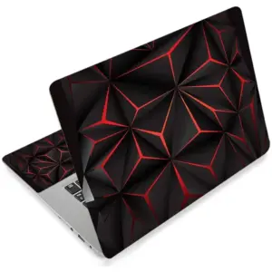 ALAYRA Laptop Skin Sticker Decal, 13.3" 14" 15" 15.4" 15.6 inch Laptop Universal Vinyl Skin Sticker Cover, Dustproof Waterproof Reusable Art Decal Protector with Free 2 Wrist Pads (Black and red) 01
