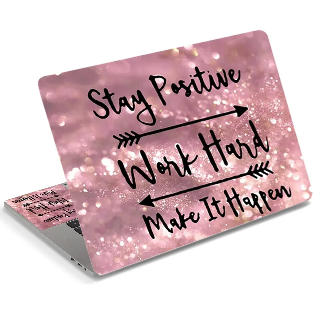 ALAYRA Laptop Skin Sticker Decal, 16" 16.5 17 17.3 inch Laptop Universal Reusable Vinyl Skin Stickers Art Cover Decal Notebook PC Personalized Protector (Pink Inspirational Quote) 01