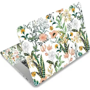 ALAYRA Laptop Skin Sticker Decal, 16" 16.5 17 17.3 inch Laptop Universal Reusable Vinyl Skin Stickers Art Cover Decal Notebook PC Personalized Protector (White Flor) 01