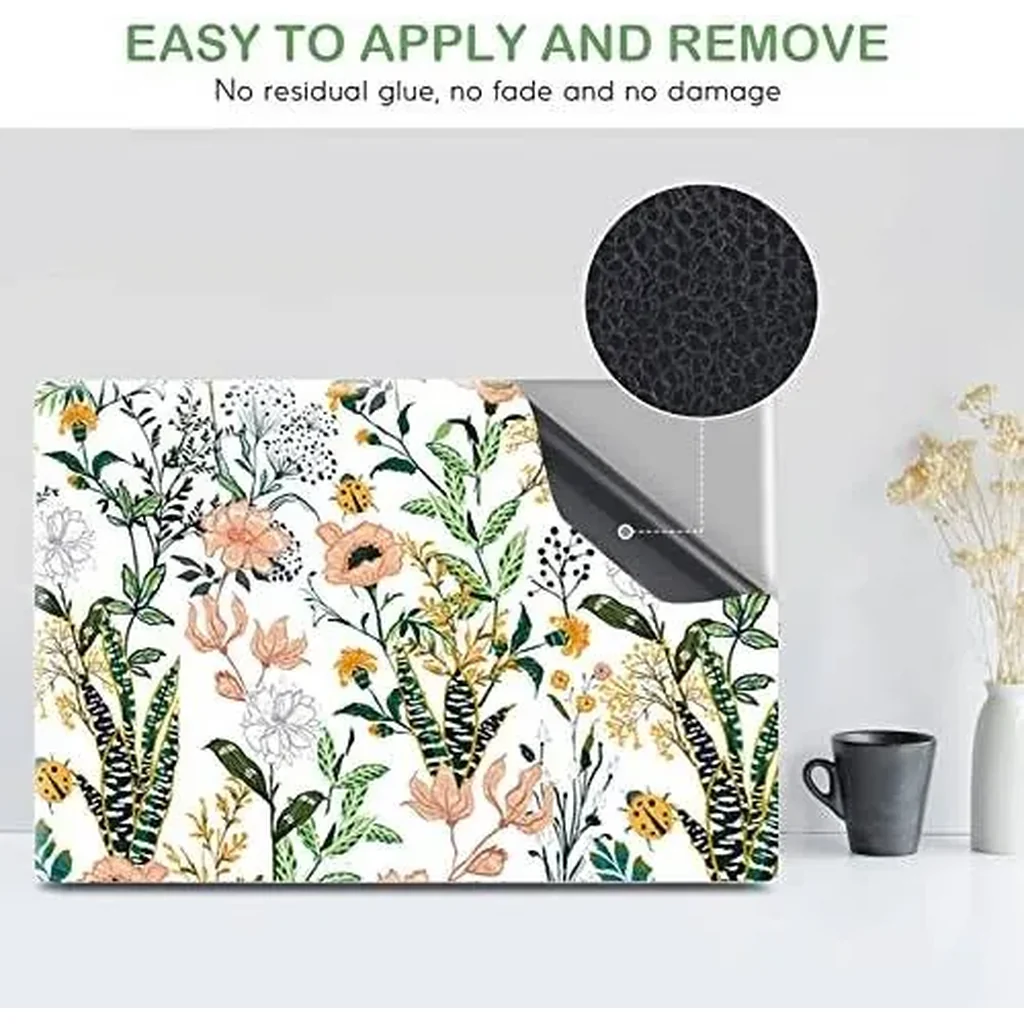 ALAYRA Laptop Skin Sticker Decal, 16" 16.5 17 17.3 inch Laptop Universal Reusable Vinyl Skin Stickers Art Cover Decal Notebook PC Personalized Protector (White Flor) 01 - Image 3